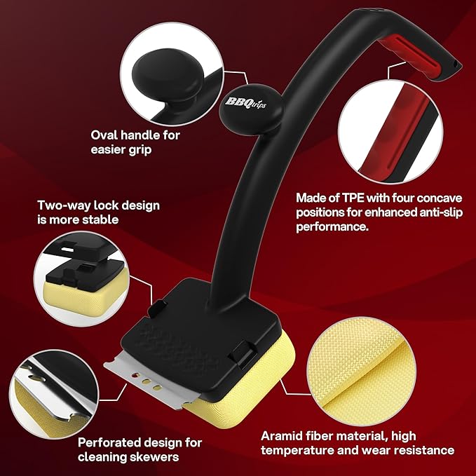2025 Version Grill Brush Bristle Free with Scraper, BBQ Scrubber for Grill, Grill Cleaning Brush, Grill Brush for Outdoor Grill, Safe Grill Cleaner for Outdoor Grill with Double Grip Handle Design