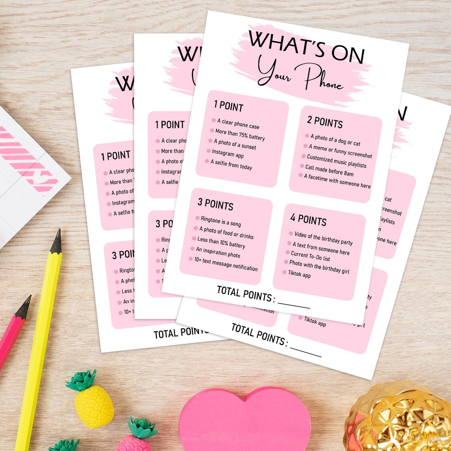 Birthday Party Game - What's On Your Phone,Birthday Party Activity Favor, Set of 20 Games Cards, Birthday Supplies, Activity, Decorations -B02