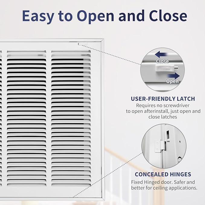 20"W x 16"H [Duct Opening Size] Steel Return Air Filter Grille - Removable Face/Door for 1 inch Filters -HVAC Vent Cover Grill - White [Outer Dimensions: 22 5/8"W X 18 5/8"H]