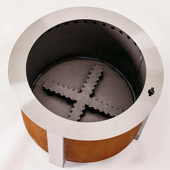 Breeo Smokeless Fire Pit (X Series 19, Corten Steel) | 22.1 inch Smokeless Fire Pit for Outside | 47 Pounds | Ideal for Families, Gifts for Dad | Compatible with Wide Range of Breeo Accessories