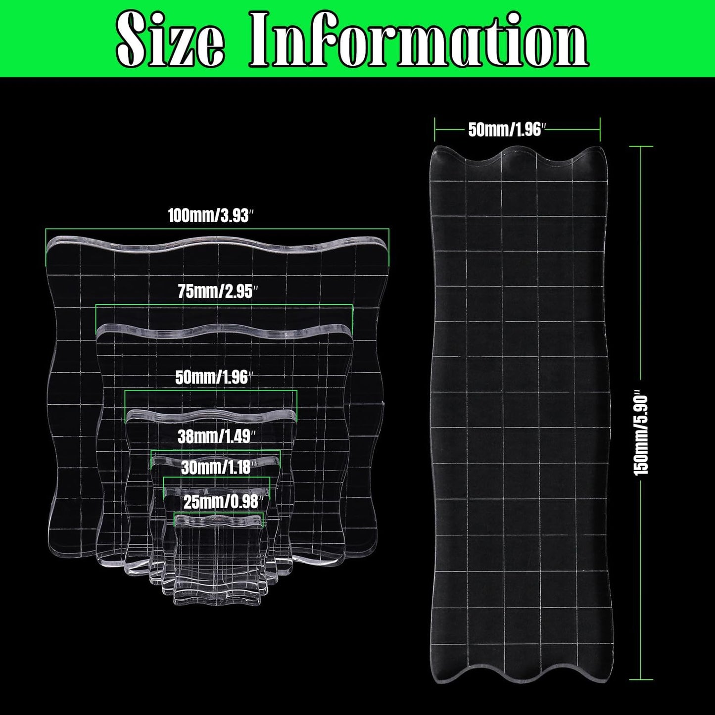 4Pcs Clear Acrylic Stamp Blocks Set, Acrylic Stamping Blocks Tools Clear Stamps with Grid Lines for Photography Props Scrapbooking Crafts Card Making