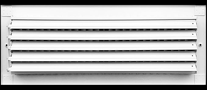 18"w X 6"h Adjustable AIR Supply Diffuser - HVAC Vent Cover Sidewall or Ceiling - Grille Register - High Airflow - White [Outer Dimensions: 19.75"w X 7.75"h]