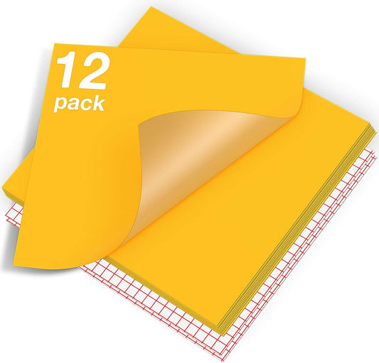 HTVRONT Yellow Permanent Vinyl - 12 Pack for Cutting Machine - 10 Sheets 12" x 12"& 2 Transfer Tape Sheets - Glossy
