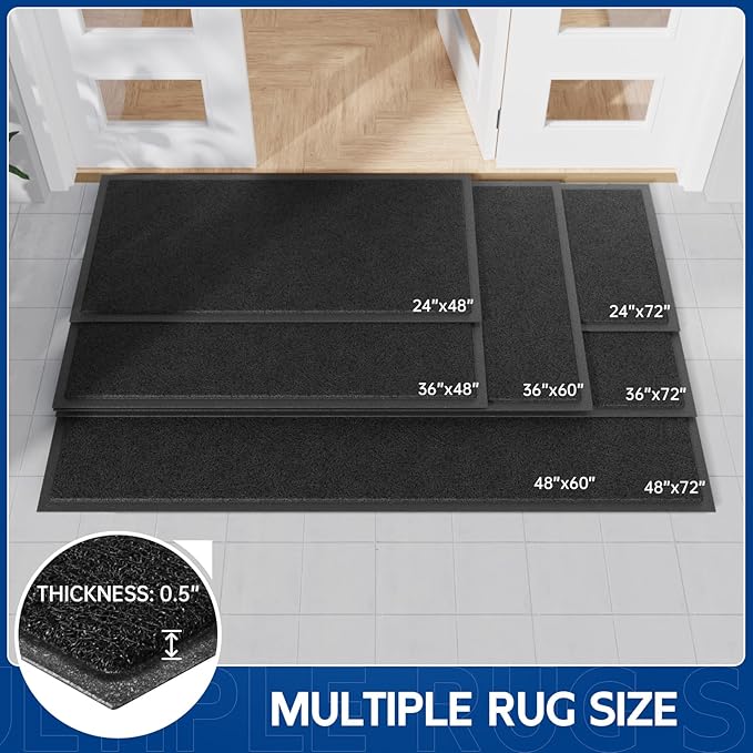 Sturdy Front Door Mat, 72" x 36" Heavy Duty Indoor Outdoor Doormat for Entryway, Fade Resistant, Waterproof Low Profile Entry Mat, Non Slip Welcome Mat for Outside Entrance, Patio, Home