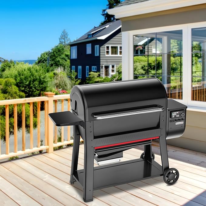 Folding Side Barbecue Shelf Compatible with Weber Searwood 600/600XL Pellet Grills, Folding Side Table, Ideal for Food Prep and Storage