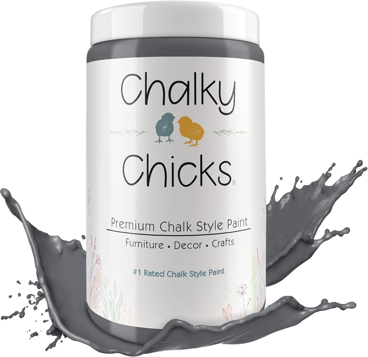 Chalky Chicks All-in-One Chalk Paint for Furniture or Cabinet - 32Fl Oz- Matte Finish Nailed It (Blueish Gray) for Metal, Wood Furniture Paint - No Sanding All-in-One for Home Decor & Crafts, USA Made