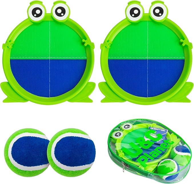 EVERICH TOY Upgraded Toss and Catch Ball Game Set, Kids Toy Stocking Stuffers for Boys Girls Ages 3-12, Includes 2 Paddles 2 Sticky Balls, Water-Resistant Indoor Outdoor Toy for Beach Pool Yard