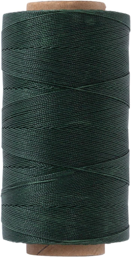 Round Waxed Polyester Thread 0.55mm, 440 Yards, Dark Green, Stiff 3 Ply Leather Wax String for Hand Sewing, Beading, Knotting, Book Binding, Upholstery, Macrame Jewelry and Bracelets Making
