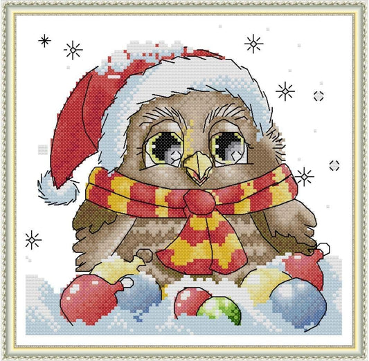 CROSSDECOR Cross Stitch Stamped Kits 11CT 13X11 inch Pre-Printed Cross-Stitching Starter Patterns for Beginner Kids or Adults, Embroidery Needlepoint Kits Christmas Bird