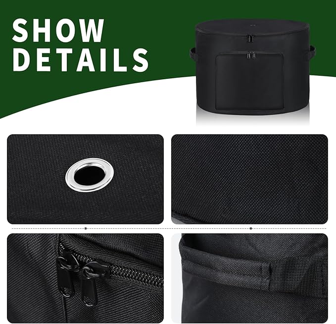 Garden Water Hose Holder Storage Bag Pot，Water Hose Hider，Holds 150 ft Hose ,Bottom With Drain Holes，Patio and Indoor-Black