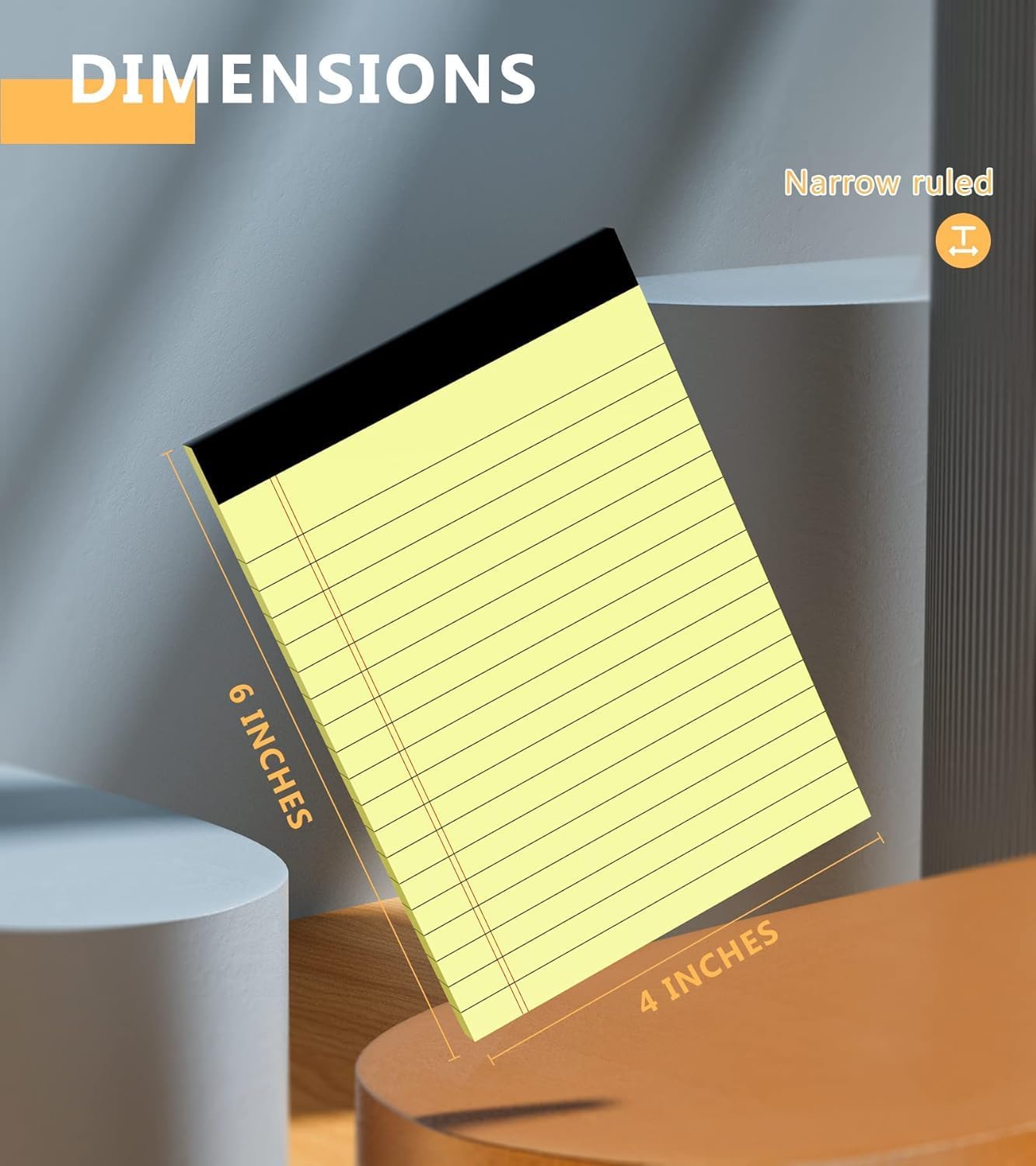 Yellow Legal Pads, Note Pads, 4 x 6 Inch, 8 Pack, 30 Sheets/Pad, Narrow Ruled, Small Notepads Yellow Paper, Micro Perforated Memo Pads, Lined Writing Pads of Paper, Mini Pocket Size Scratch Pads 4x6