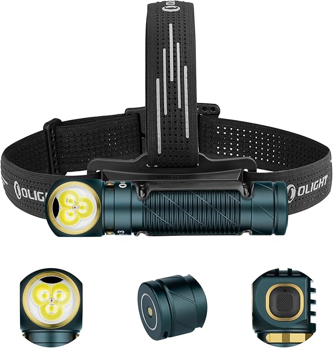 OLIGHT Perun 3 Rechargeable Headlamp Flashlight, 3000 Lumens LED Headlight with Red Light, Waterproof Head Lamp with Headband for Outdoor Camping, Hiking, Working (Dream Blue)