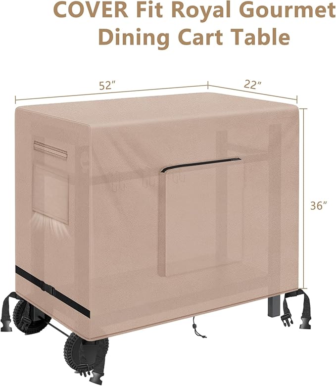 Kovshuiwe Outdoor Dining Cart Cover - Heavy Duty Waterproof Cover for Royal Gourmet Cart Flattop Worktable PC3401S & PC3401B, Compatible with 52 inch Outdoor Utility Cart-52 x 22 x 36 Inch, Khaki