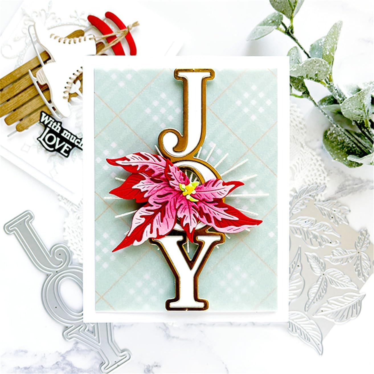 Cutting Dies Metal Stencils Scrapbooking Tools DIY Embossing Template for Paper Card Making Album Arts Crafts Supplies (Christmas Flower-10x10cm)