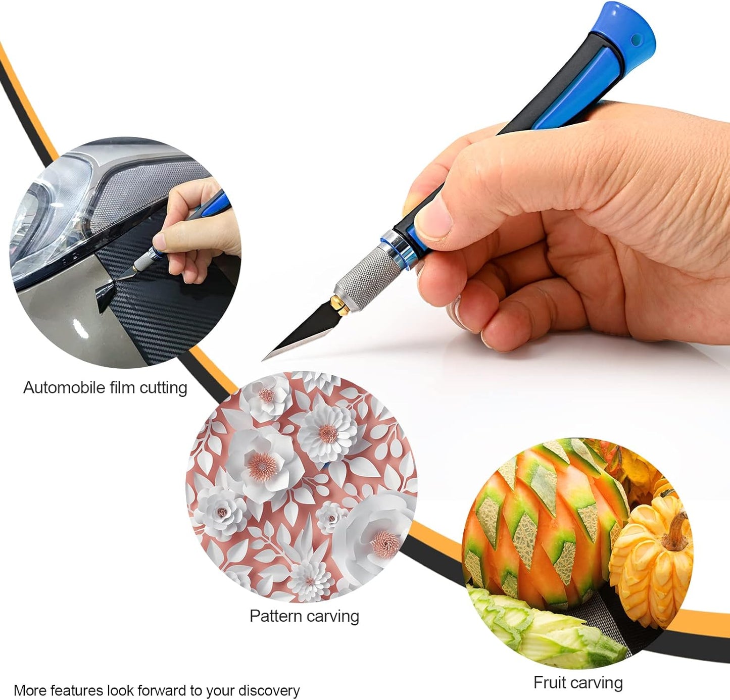 EHDIS Precision Hobby Knife Set Utility Craft Knife Kit with 10PCS Blades for Art, Working-Stencil, Scoring, Scrapbooking, Architecture Modeling, Crafting-Blue