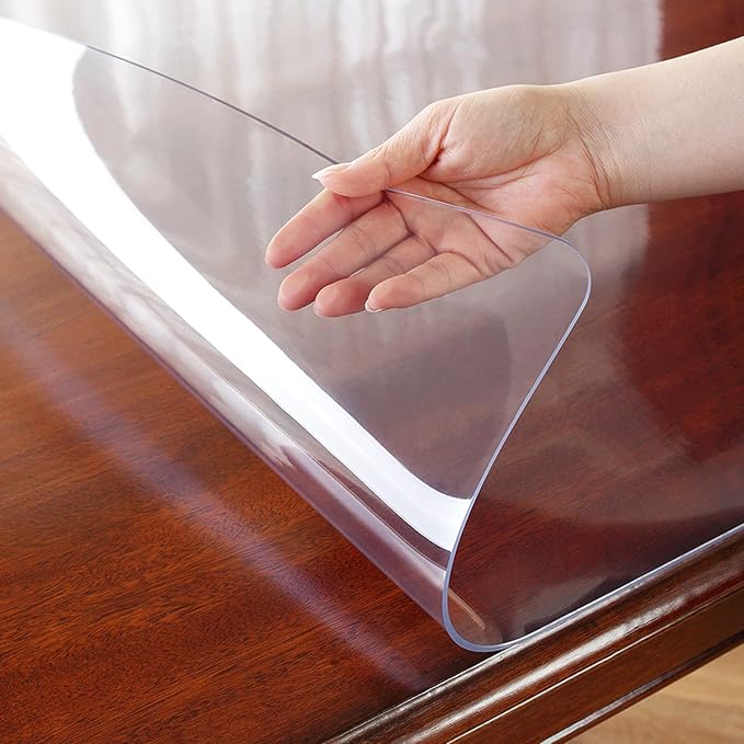 OstepDecor Clear Table Protector 38 x 84 Inch, 2mm Thick Plastic Table Cover, Waterproof PVC Clear Table Cover Protector, Desk Protector Mat, Writing Desk Pad for Desktop, Coffee & Dining Room Table
