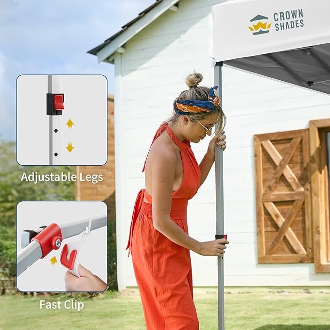 CROWN SHADES 12x12 Pop Up Canopy Tent Instant Commercial with 150D Silver Coated Fabric Including 1 Removable Sidewall, 4 Ropes, 8 Stakes, Weight Bags, STO 'N Go Bag, White