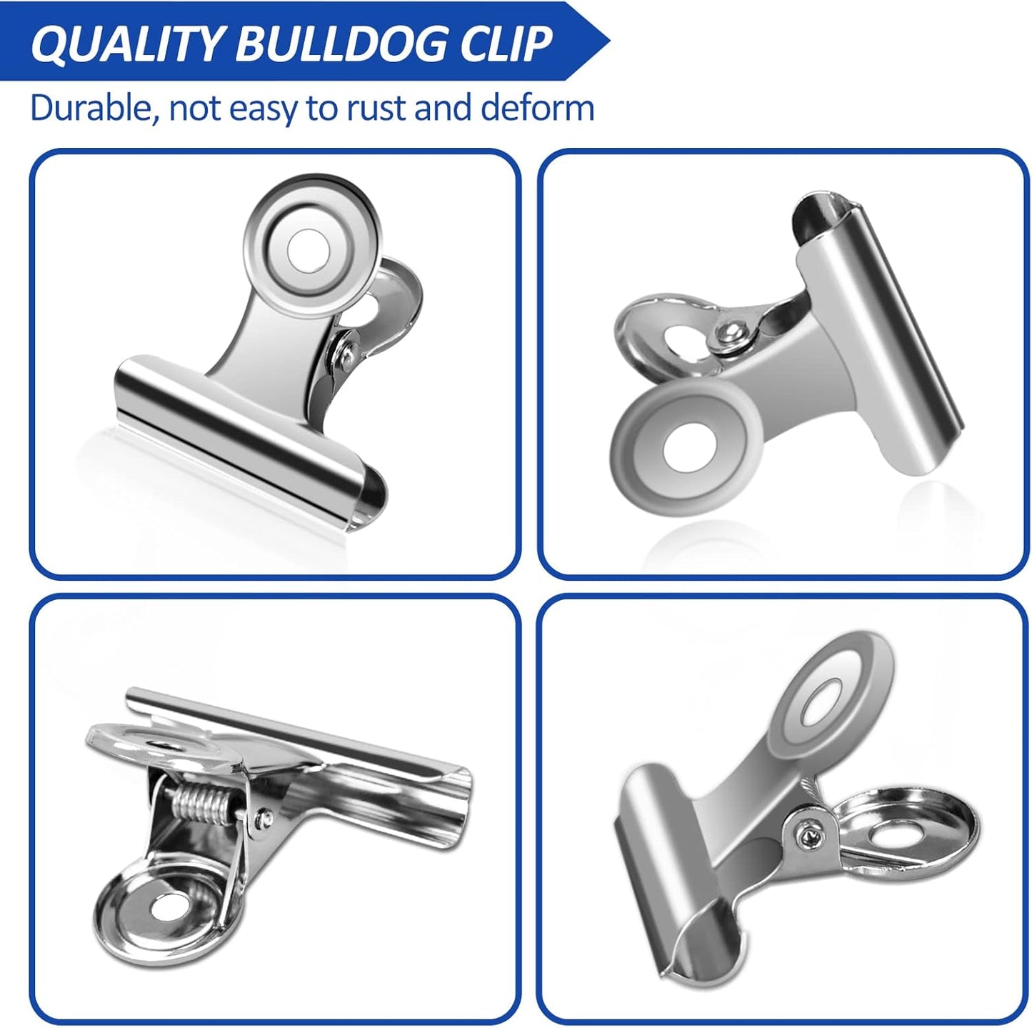 30 Pack Small Bull Clips 0.87 Inch Mini Metal Hinge Clips Binder Paper Hinge Clip for Office, Home, School, Shops, Silver, 22mm