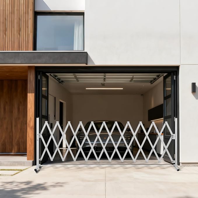 Aluminum Expandable Garden Fence, Portable Barricade Gate with Casters, Expansion Size 201×15.2×40.6 inches, Adjustable Flexible Fence Mobile Barricade Safety Barrier