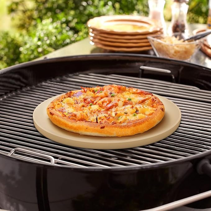 Unicook 12 Inch Round Pizza Stone, Heavy Duty Cordierite Bread Baking Stone for RV Oven, Grill and Toaster Oven, Ideal for Baking Crisp Crust Pizza, Bread, Cookies and More