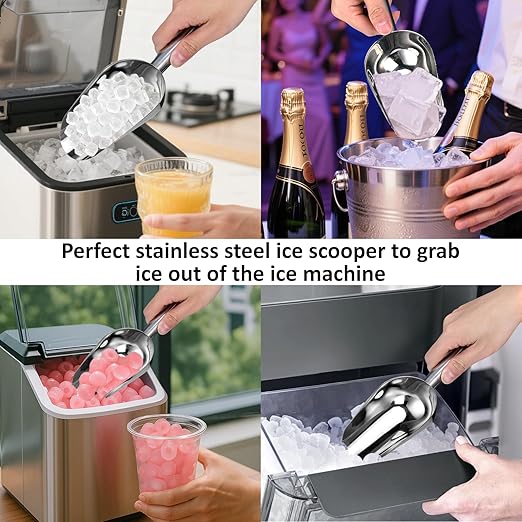 Juome Stainless Steel Ice Scoop with Magnetic Holder for Ge Profile Opal 2.0 Nugget Ice Maker, Ice Scoop for Freezer for GE Profile Opal Ice Maker Machine