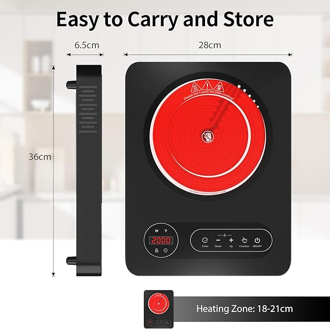 VBGK Single Burner Electric Cooktop,110V 1800W Electric Stove Top with LED Touch Control, 10 Power Levels, 4 hTimer, Safety Lock,Portable single burner cooktop