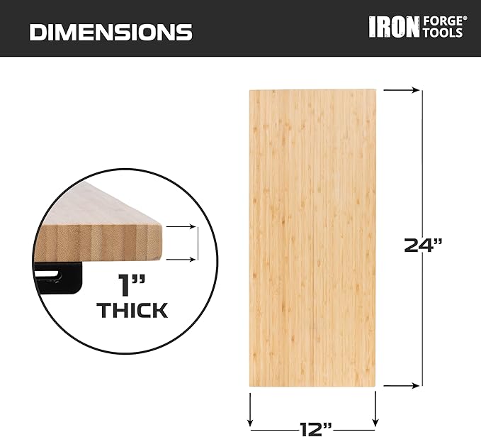 Iron Forge Tools 24x12 Wood Folding Grill Shelf Accessory - Compatible with Traeger Grill Ironwood, Ironwood XL, Timberline, & Timberline XL Models with PAL Pop and Lock Accessories Mount