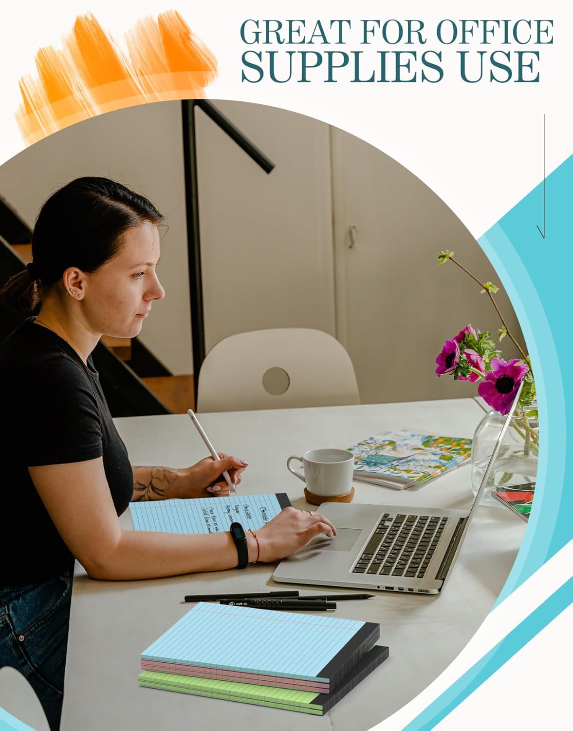 Legal Pads 8.5 x 11 Colored Note Pads, 12 Pack Colored Paper Pads 8.5 x 11 Lined Paper, Pads of Paper 8.5 x 11 Writing Pads, Wide Ruled Notebook Pad 8 1/2 x 11, Legal Notepads 8.5 x 11, 30 Sheets/Pad