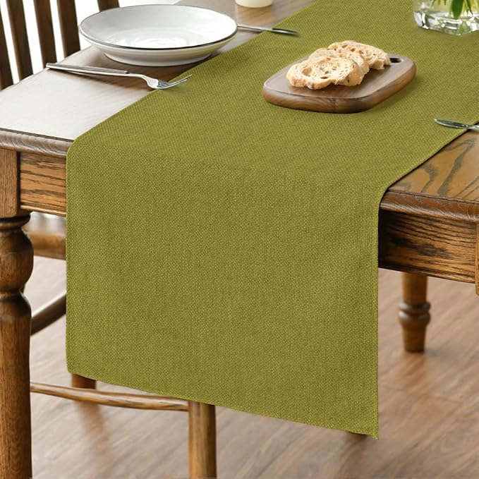 Artoid Mode Green Table Runner, Seasonal Summer Fall Washable Kitchen Dining Table Decoration for Home Party Decor 13x72 Inch