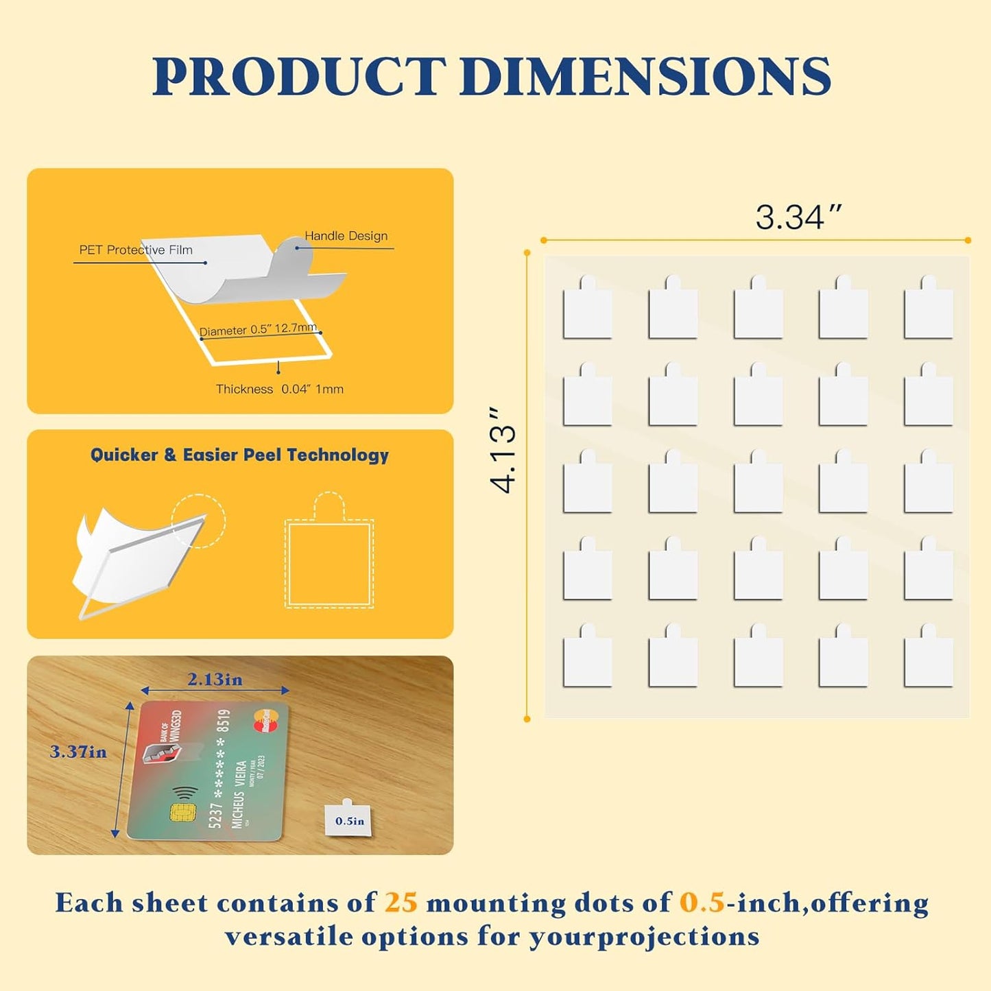 0.5'' Double Sided Adhesive Dots, 75Pcs Clear Adhesive Mounting Putty, Waterproof No Residue Adhesive Putty, Sticky Putty for Wall Hanging, Crafts, Posters Festival Decoration Museum