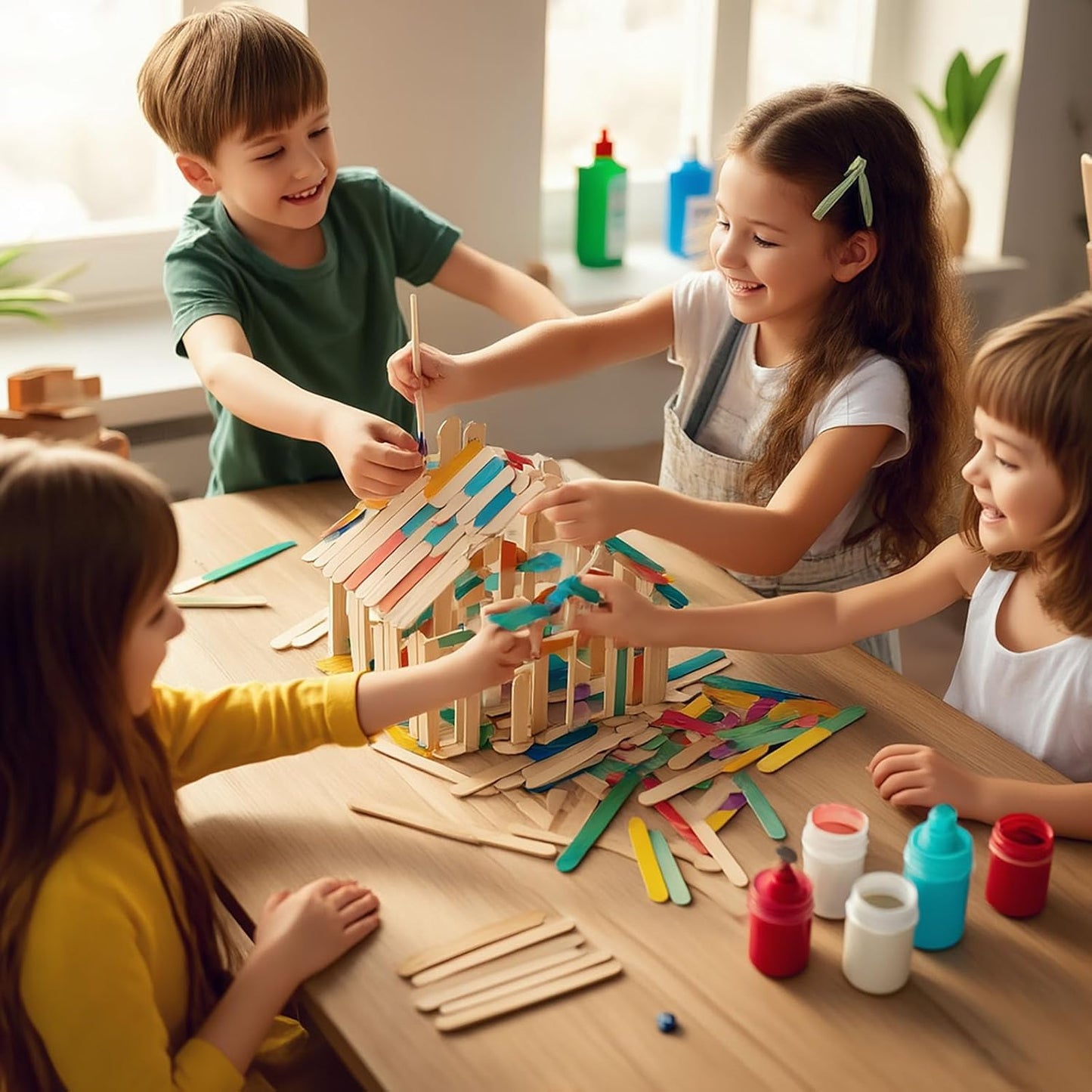 Wooden Craft Sticks & Popsicle Sticks for Crafts, 600-Pack 4.5 Inch Natural Birch Wood Sticks, Food Safe Splinter-Free for Waxing, Painting, DIY Arts & Crafts, Classrooms, Bulk Value Pack