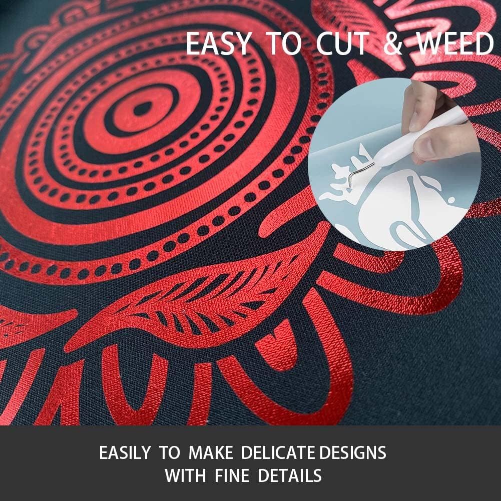 Tvinyl Warehouse Red Foil HTV Metallic Heat Transfer Vinyl Roll 12" x 6FT for All Cutter Machine