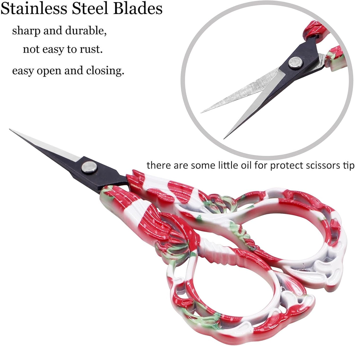 BIHRTC Vintage Rainbow Mini Shears with Artificial Leather Cover Stainless Steel Scissors Small Vintage Sharp Detail Shears for Embroidery Sewing Craft Needle Work Art Work