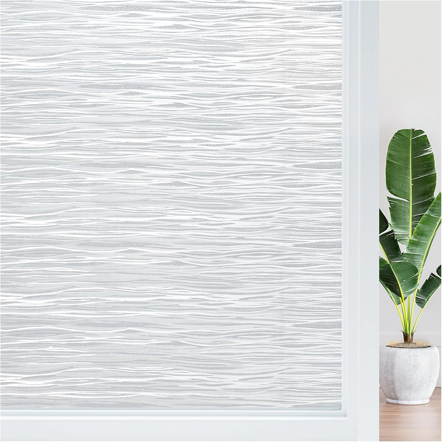 Haton Window Privacy Film, Frosted Glass Privacy Window Clings, Sun Blocking Frosting Opaque Coverings, Static Cling Removable Decorative Stickers for Home Door, Non-Adhesive 17.5" x 78.7"