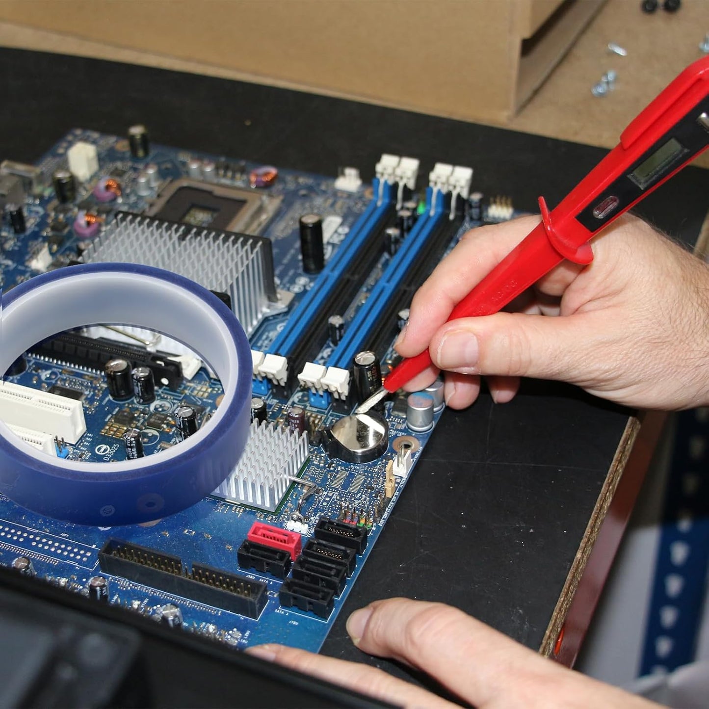 ROSEUP 5 Rolls 0.8 Inch x 108 Ft Blue Heat Resistant Tape, Heat Transfer Tape, Strong Heat Resistance, Long-Lasting Adhesion for Industrial Printing & Label Transfer