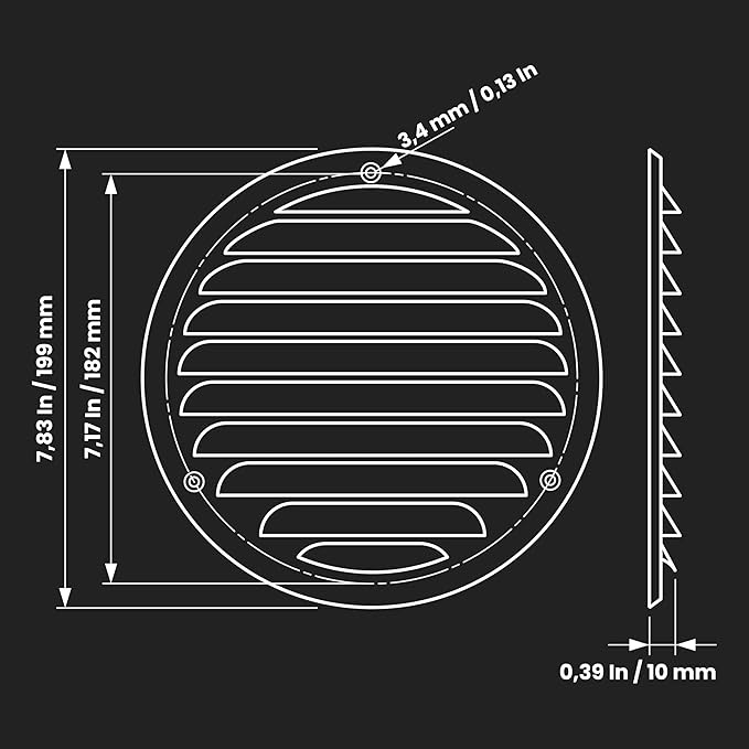 Repa Market 6 Inch (Opening Dimensions) Round Air Vent Cover/Black Galvanized Steel Louvered Grill Cover with Mesh Screen/Wall or Ceiling Vent/HVAC Register for DIY Home Improvement