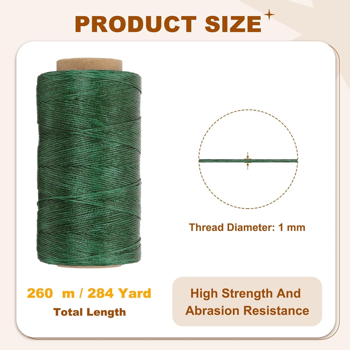 PATIKIL 284 Yard Flat Waxed Thread 150D 1mm Leather Sewing Cord for Repairing Shoes Bags Wallets Jewelry Making DIY Leather Craft, Dark Green