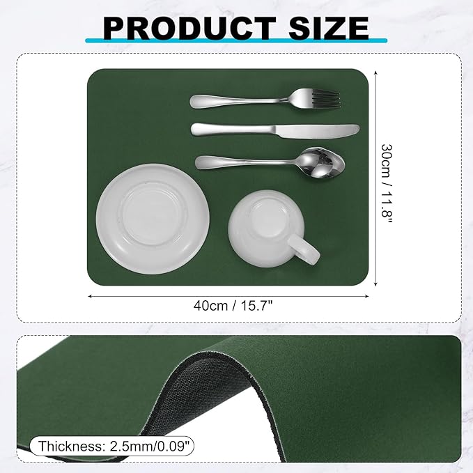 uxcell Silicone Mats for Kitchen Counter, 15.7" x 11.8" Non-Slip Countertop Protector Mat Heat Resistant Coffee Mat Waterproof Table Placemat, Dark Green