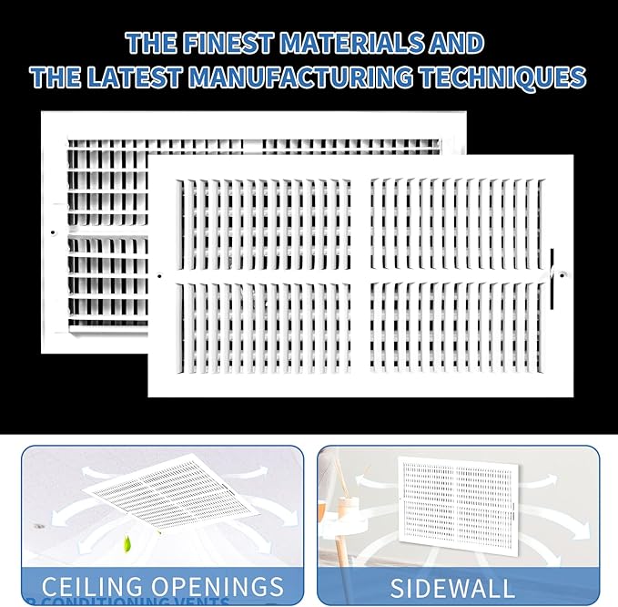 20x10 Vent Register [Duct Opening], Vent Covers for Home Ceiling, Two-Way Ventilation Register, Adjustable Solid Steel Wall Register Vent Cover (20"W x10"H [Duct Opening])