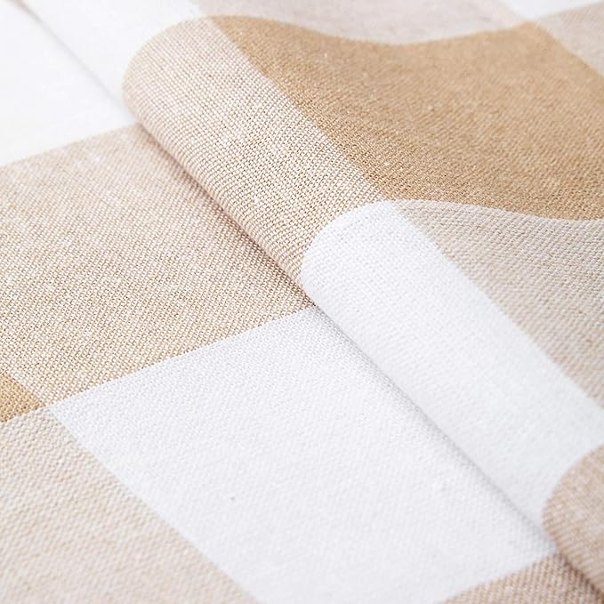 Encasa XO Cotton Dining Table Runner | Buffalo Beige Checks | Size 13x36 in - Machine Washable & Durable