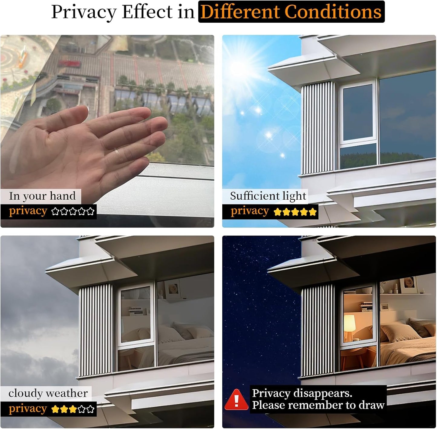 Niviy One Way Window Privacy Film with Installation Tools, Window Tint for Home, Reflective Window Film See Out Not in for Home Office,Black Silver, 17.5 Inch X 118 Inch