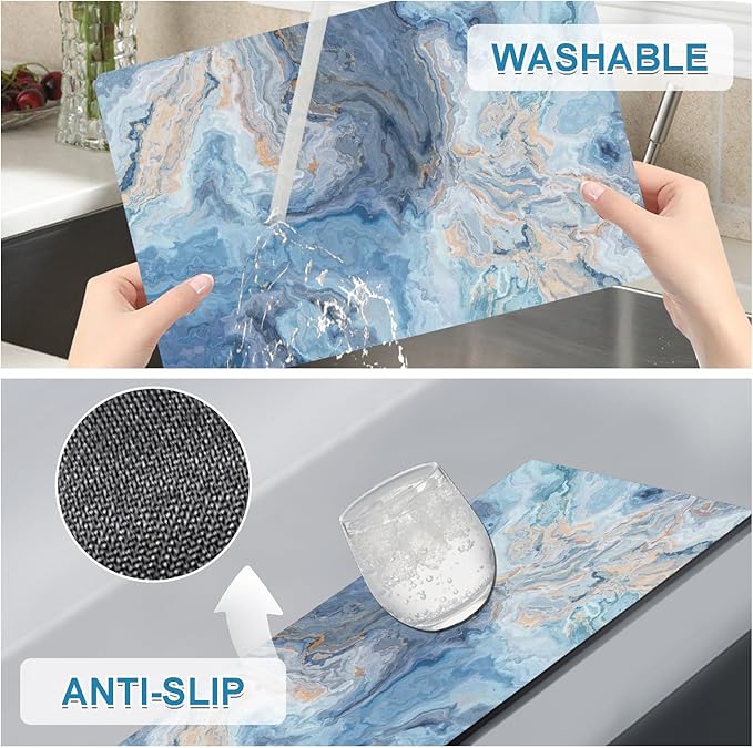 Marble Faux Leather Placemats Set of 4 - Heat Resistant Placemats for Dinner Table, Non-Slip Waterproof Oil-Proof Washable Reusable Placemat for Indoor Outdoor Kitchen Decor, 15.75In*11.81In