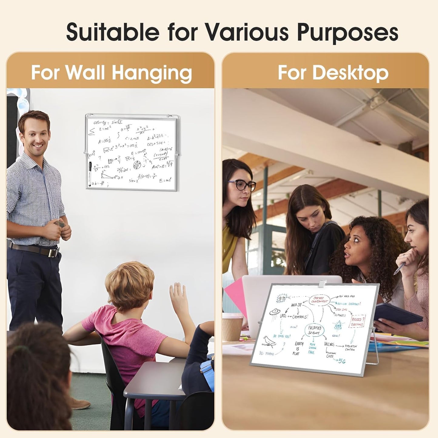 MaxGear Dry Erase Magnetic White Board, 16" x 12" Double-Sided Dry Erase Board with Stand, Large Desktop Whiteboard for Kids Home, School, Office - Planning, Memo, to Do List