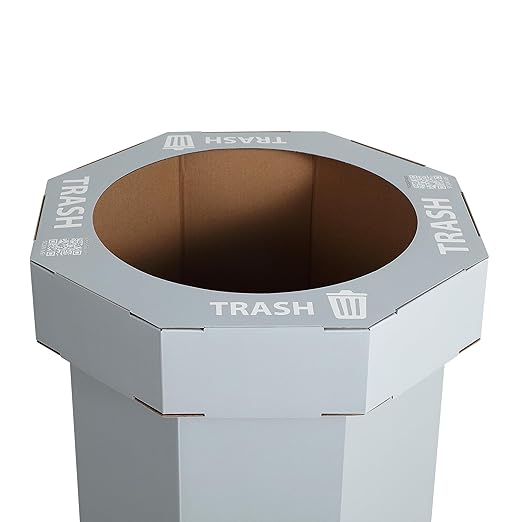 Eyely MPH1300C-SET2 Sal 25-Gallon Disposable Corrugated Cardboard Event Trash Can and Recycling Bin for BBQs, Beach, Parties & Events & Outdoor Activities, Fog Gray (Set of 2)