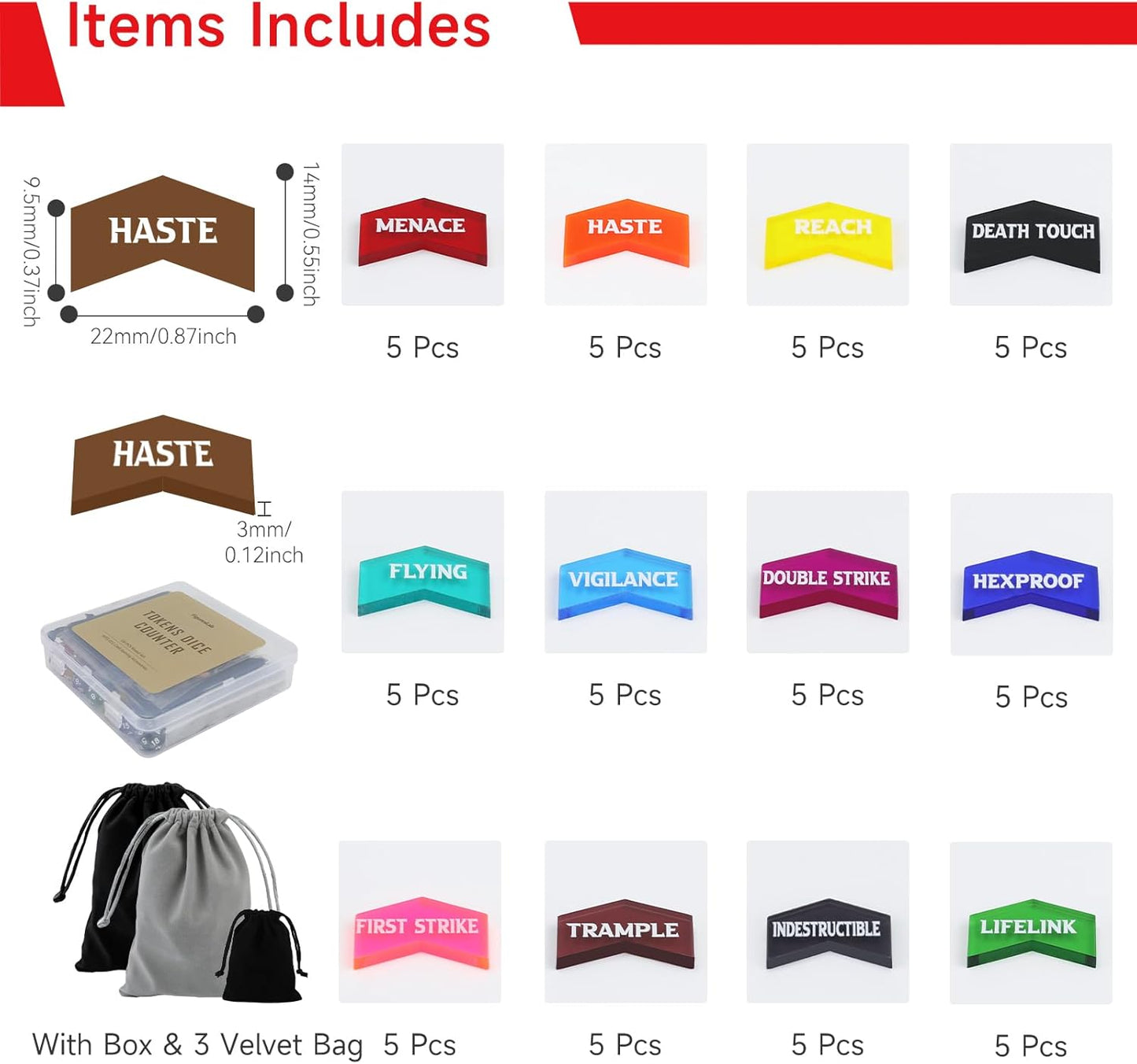 SIXPOINTS 130 Pieces MTG Counter Dice Plus 1 Life Counters Tokens 6 Sided D20 Dice & MTG Counters/Keyword Counters Set Compatible with Magic The Gathering, TCG, Card Games Accessories