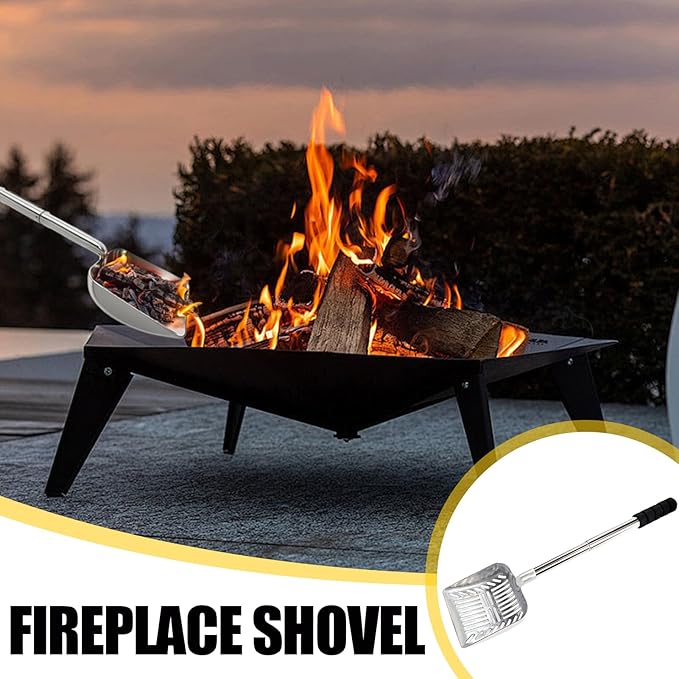 Hollow-Out Ash Sifter - Heat-Resistant Metal Coal Scoop, Adjustable Fire Pit Scoop, Fireplace Ash Sifter Oven Shovel | Fireplace Tools for Woodstove to Separate Coals Outdoor Wood Stove BBQ Campfire