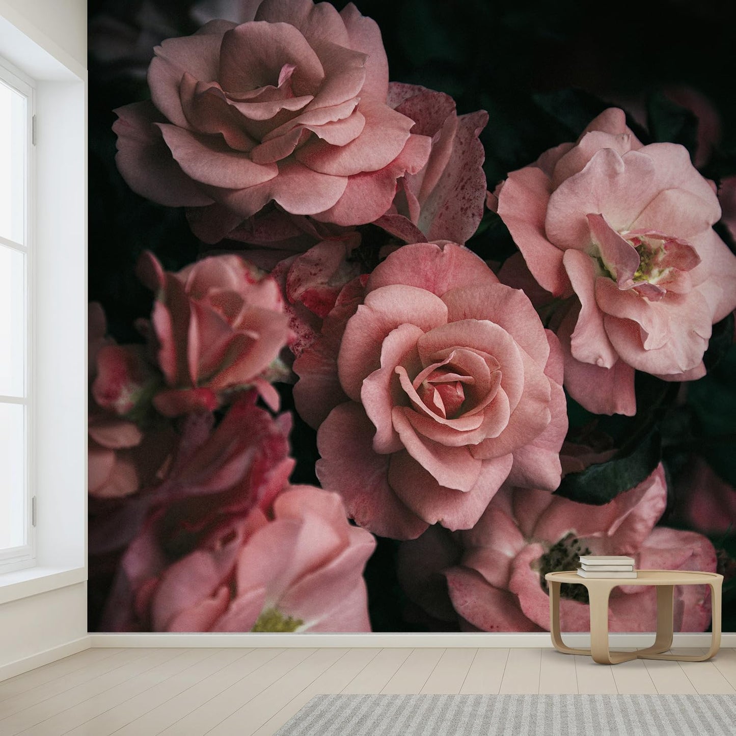 wall26 Wall Sticker/Wall Mural Dark Rose Flower Blossoms Nature Wilderness, Not Peel and Stick, Non-Woven Wallpaper Decorative for Bedroom, Living Room, Office - 100x144 inches