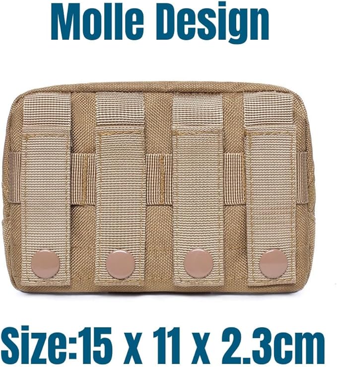 Tactical Modular Pocket Pouch Molle Small Tool Belt Hook Elastic Loops Plate Carrier Military Hunting Vest Mini Bag Outdoor (Black)
