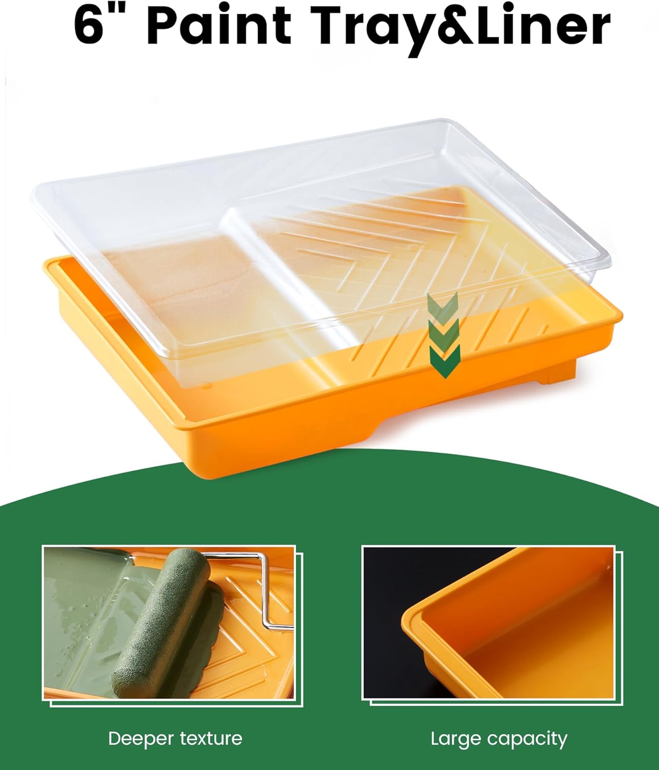 voomey 15 Pcs 6 Inch Paint Roller Kit with Small Paint Roller, Paint Tray with Liners, Foam Paint Roller for Painting Door, Walls, Cabinet