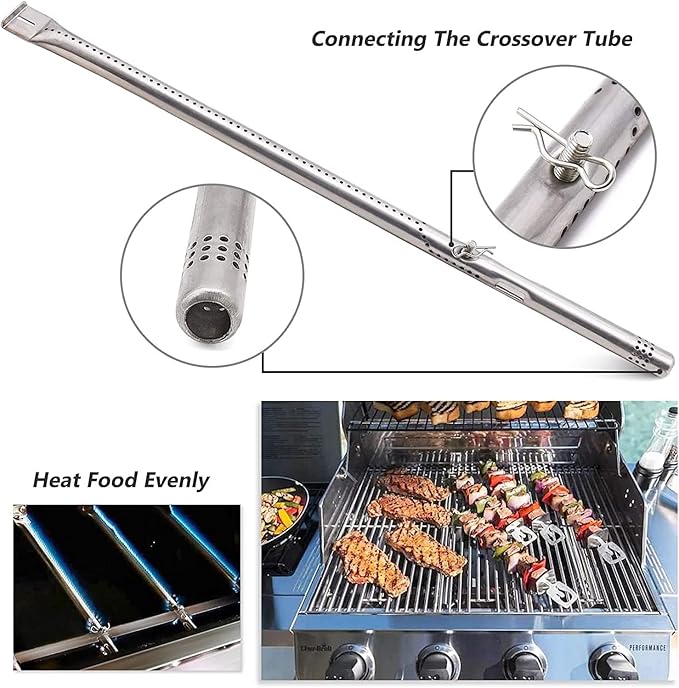 Criditpid Grill Replacement Parts for Charbroil Advantage 4 Burner 463344116, Cast Iron Grill Grates, Stainless Steel Burner Tubes, Heat Plates Shields, Adjustable Carryover Tubes & Igniters Kit.